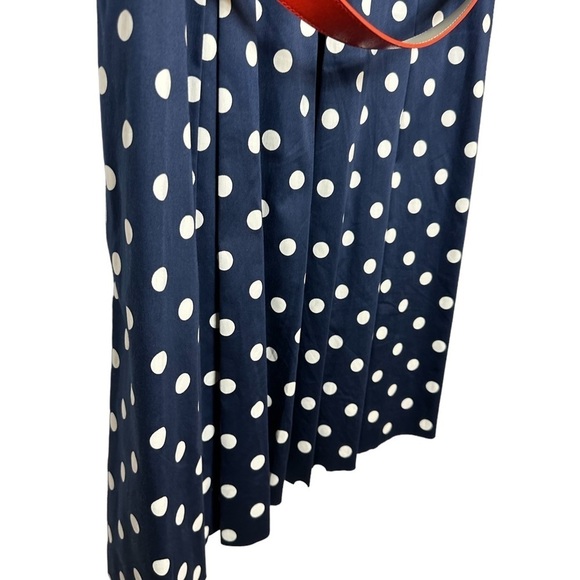 Tahari By Asl Pleated Polka Dot Dress Red White Blue W/ Belt Sleeveless Size 14 - Picture 9 of 10